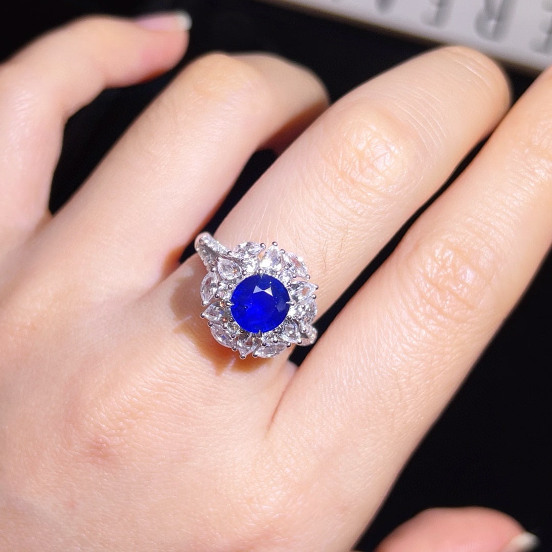 14k Gold 1.87 Ctw Natural Sapphire & Diamond Ring/pendant( Without Chain ) - 2