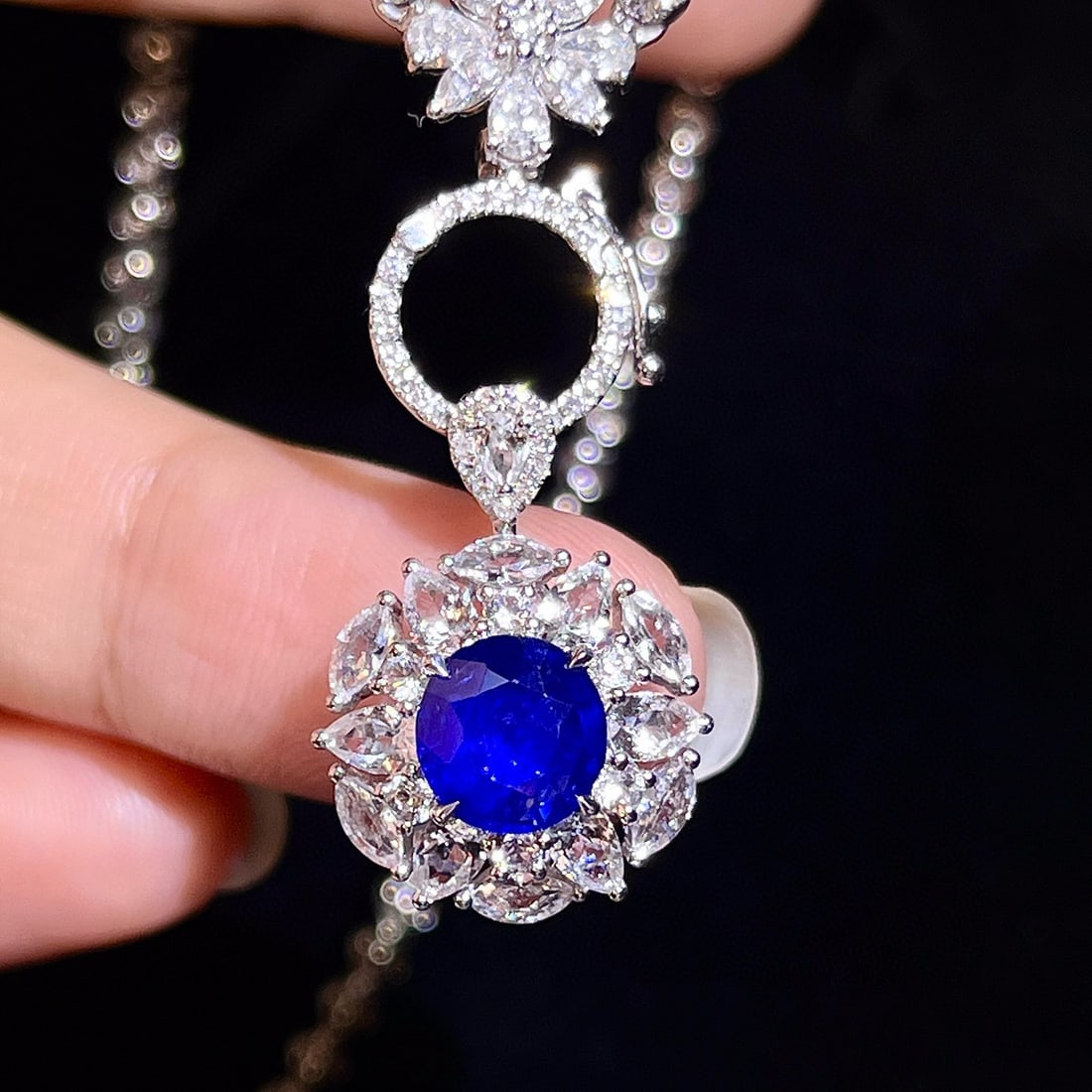 14k Gold 1.87 Ctw Natural Sapphire & Diamond Ring/pendant( Without Chain ) - 5