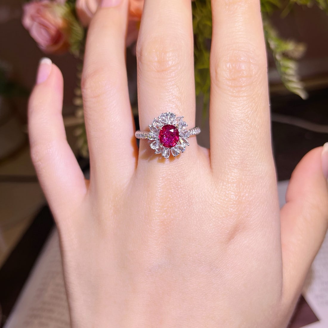 14k Gold 1.57 Ctw Natural Ruby & Diamond Ring/pendant( Without Chain ) - 2