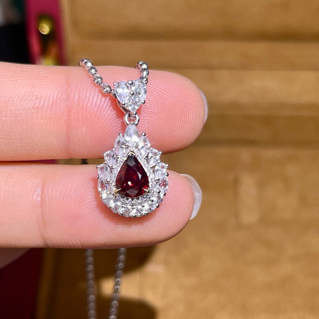 14k Gold 1.10 Ctw Natural Ruby & Diamond Pendant( Without Chain ) (1 of 7)