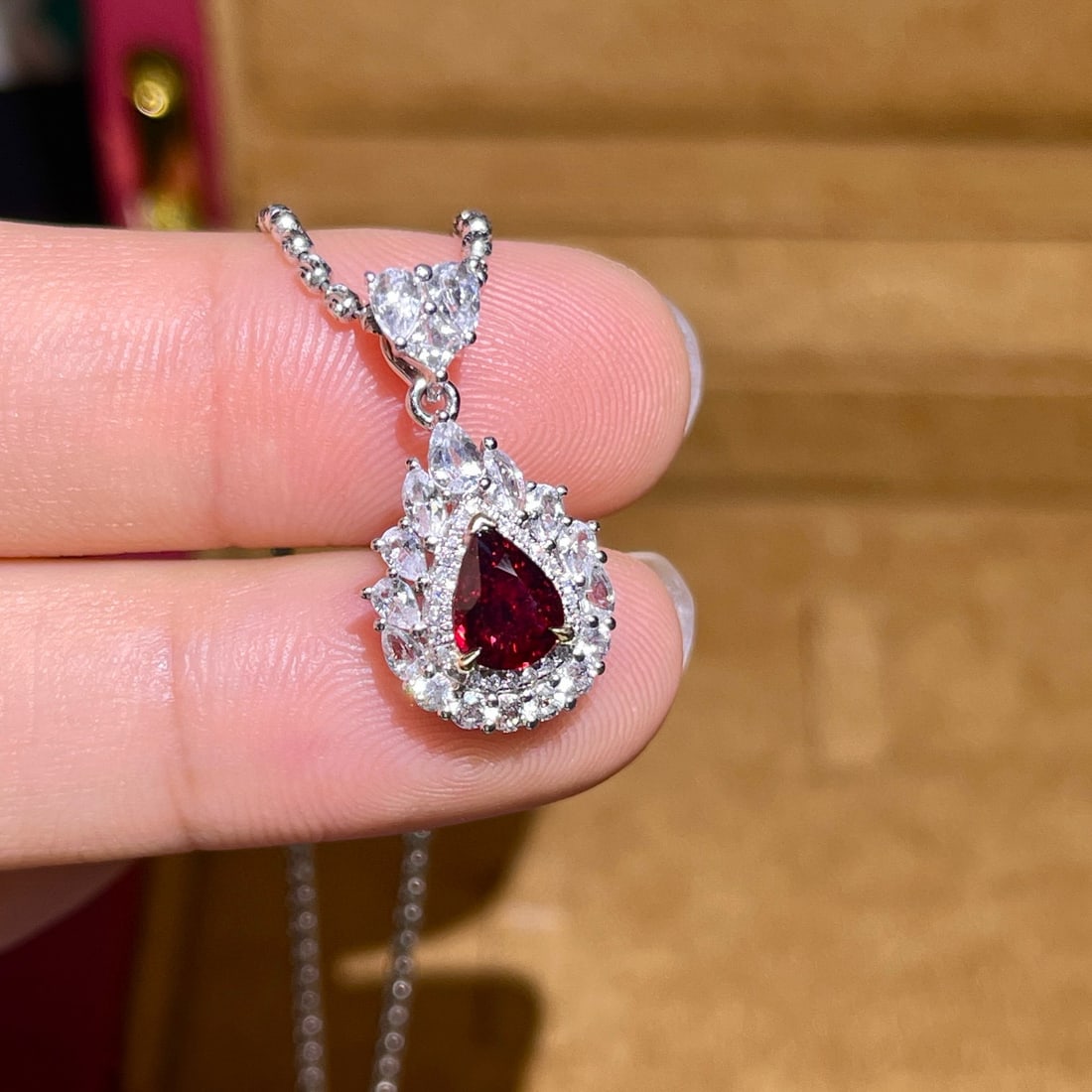 14k Gold 1.10 Ctw Natural Ruby & Diamond Pendant( Without Chain ) - 2