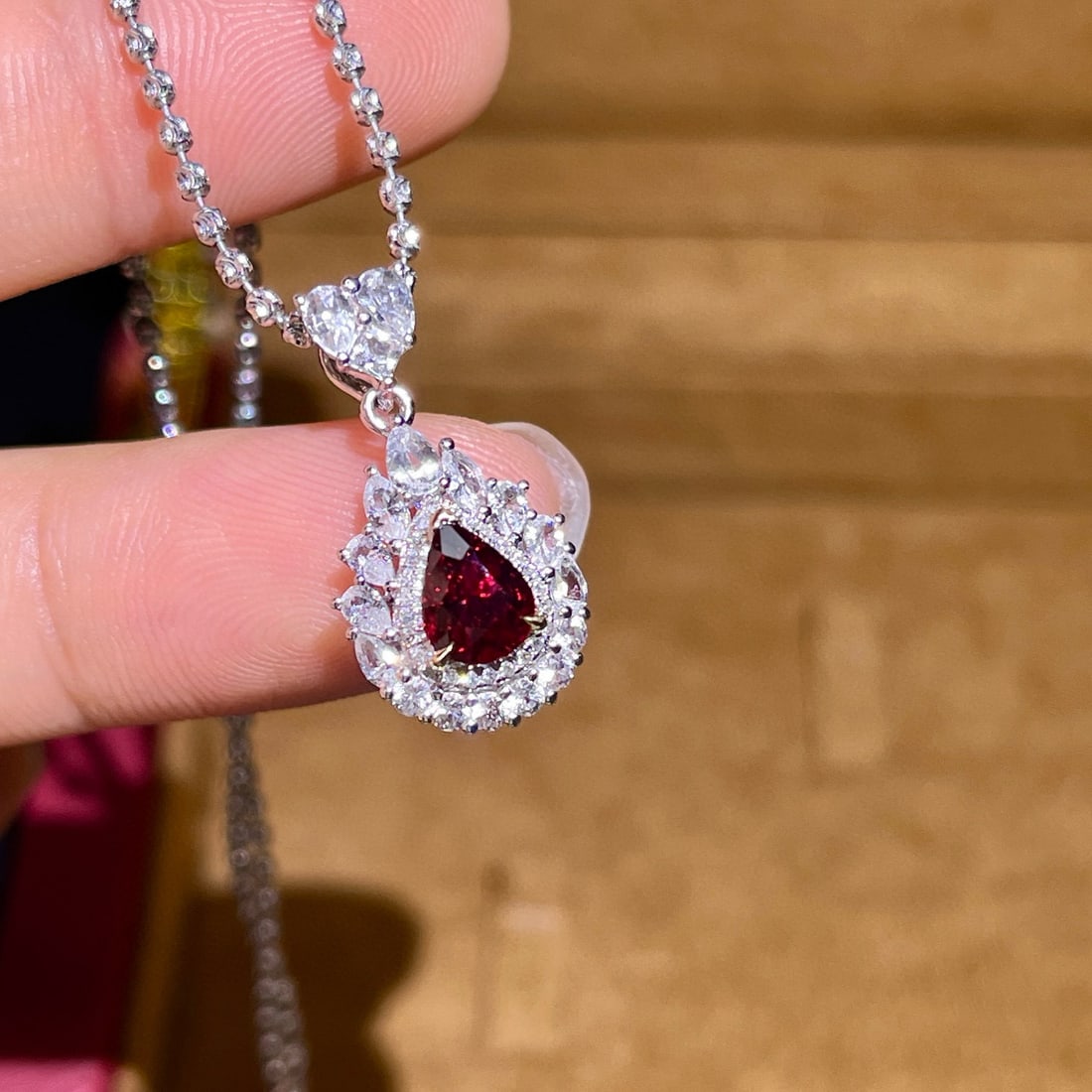 14k Gold 1.10 Ctw Natural Ruby & Diamond Pendant( Without Chain ) - 4