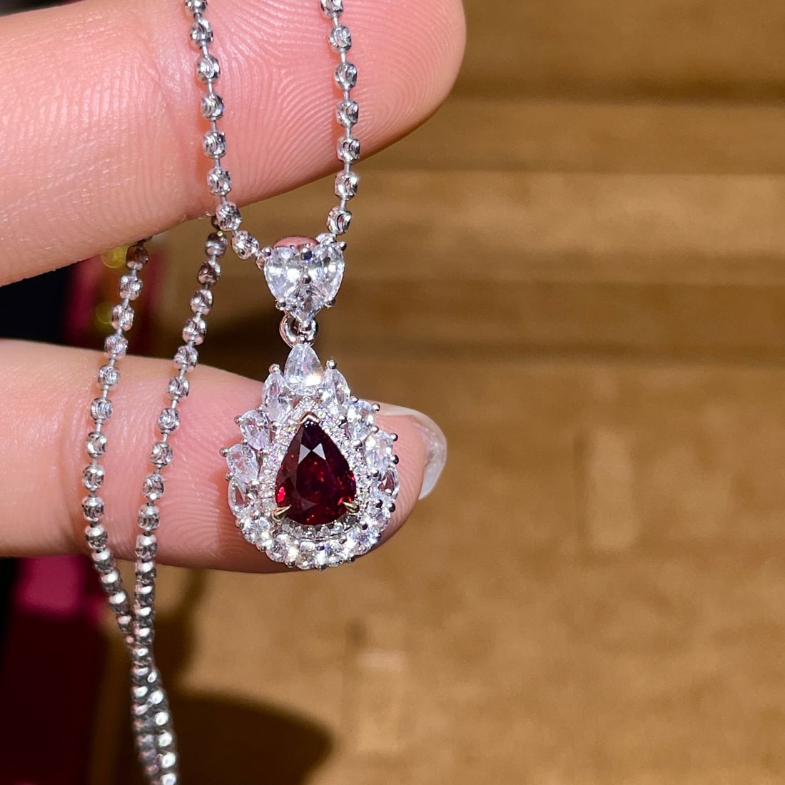 14k Gold 1.10 Ctw Natural Ruby & Diamond Pendant( Without Chain ) - 5