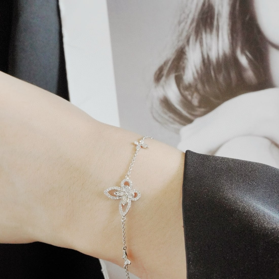 14k Gold 0.47 Ct Natural H Diamond & Butterfly Bracelet - 3