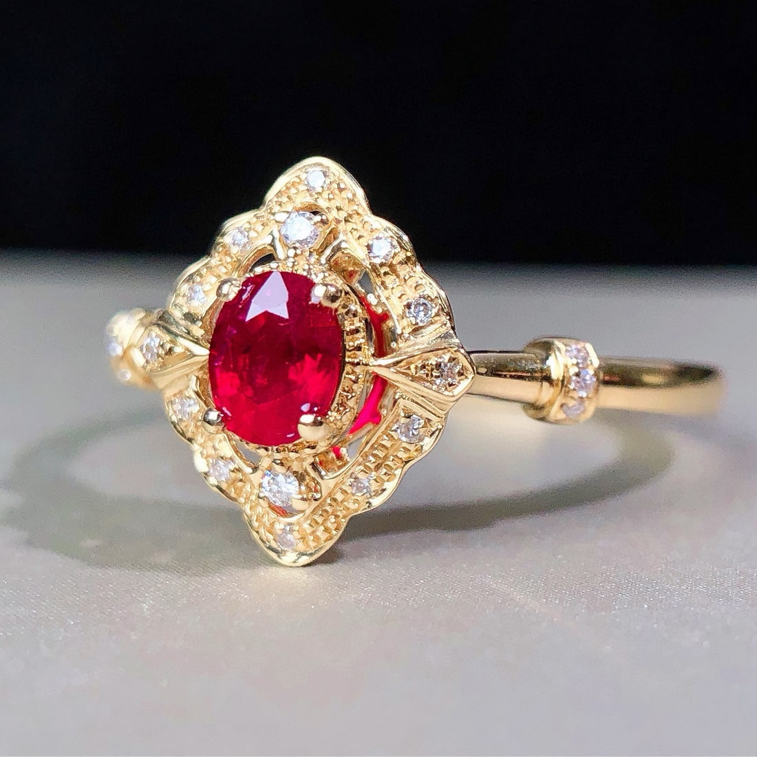 14k Gold 0.41 Ctw Natural Ruby & Diamond Ring - 2