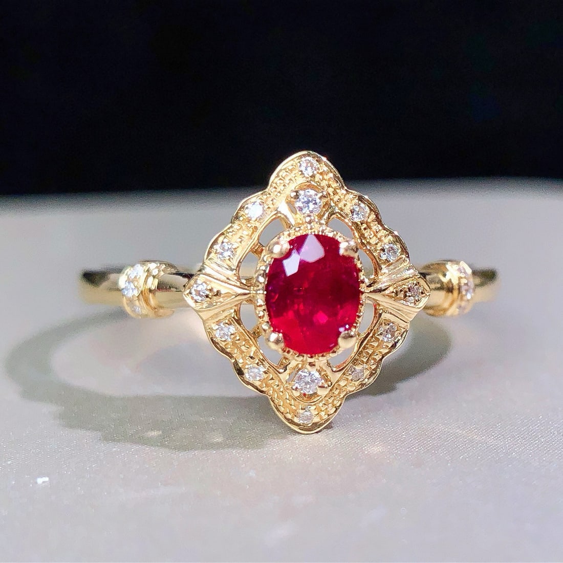 14k Gold 0.41 Ctw Natural Ruby & Diamond Ring - 3