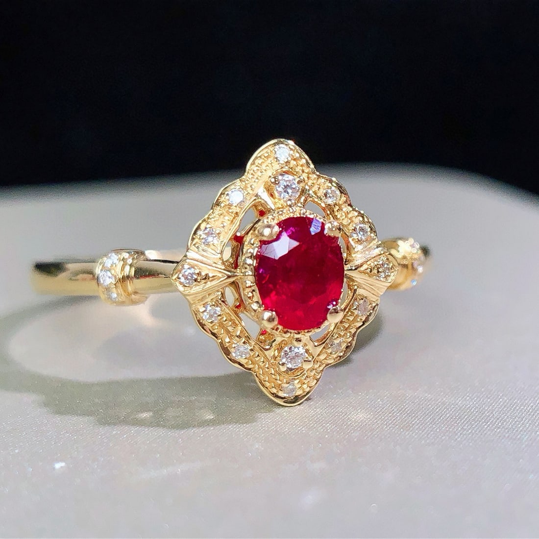 14k Gold 0.41 Ctw Natural Ruby & Diamond Ring - 4