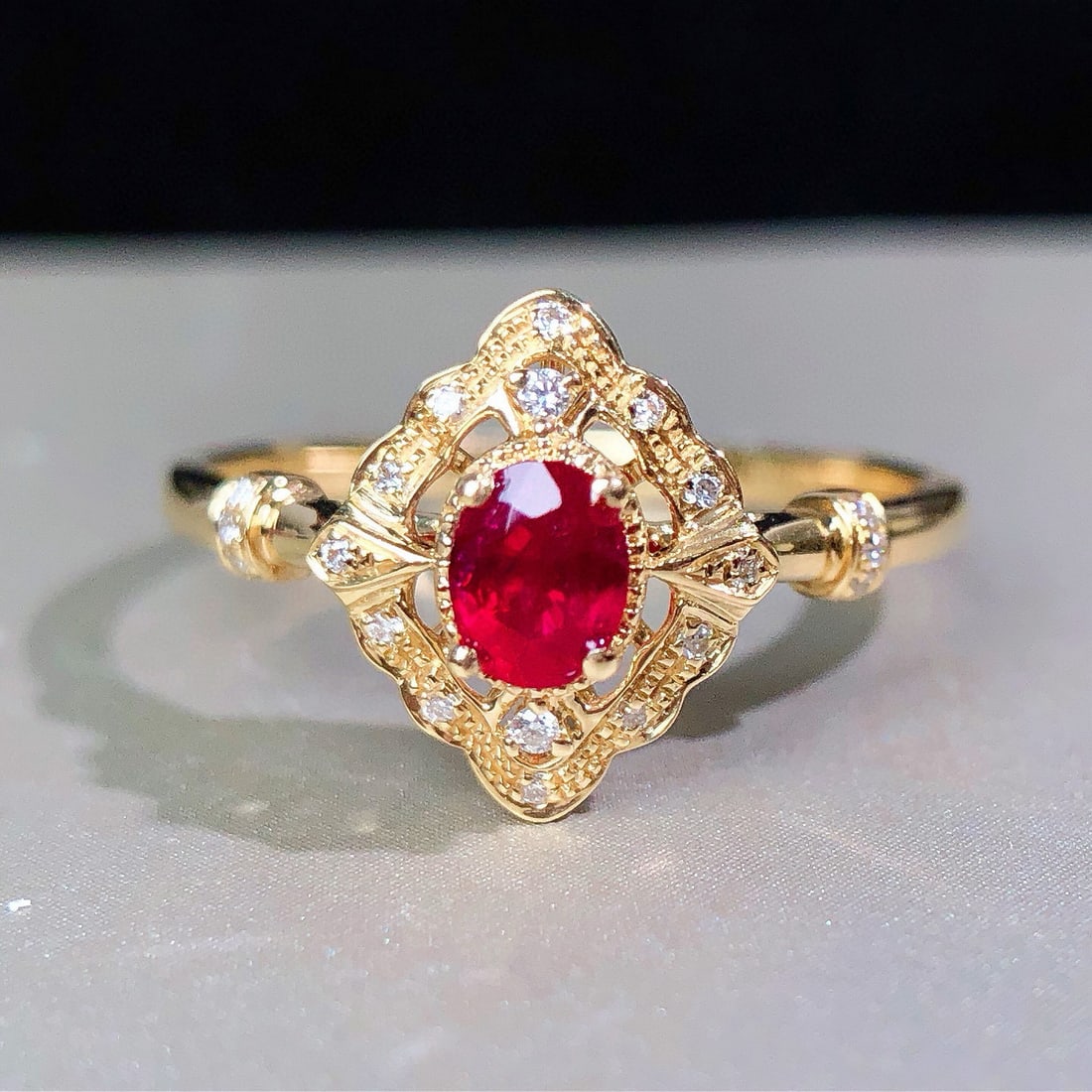 14k Gold 0.41 Ctw Natural Ruby & Diamond Ring - 5