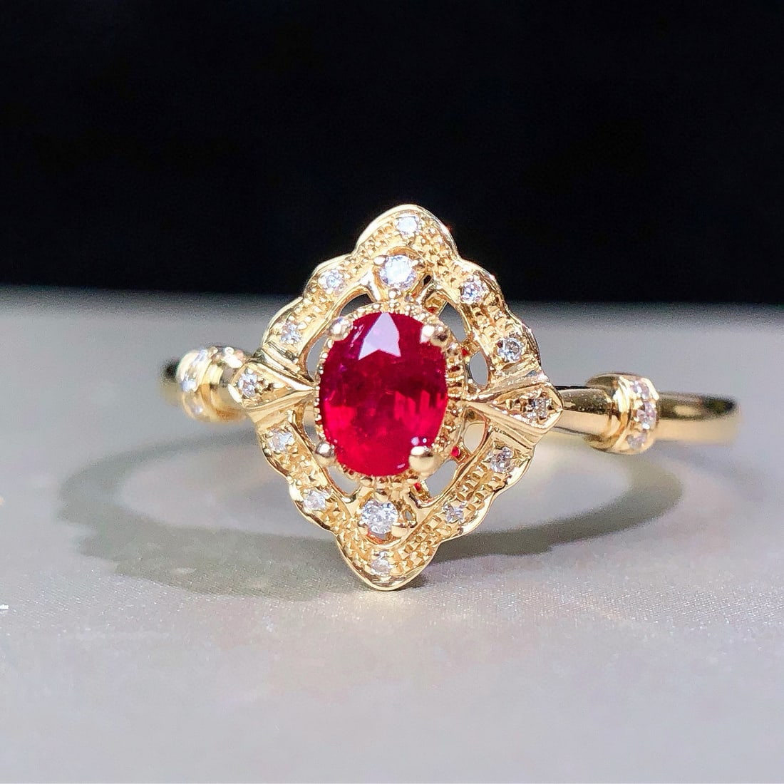 14k Gold 0.41 Ctw Natural Ruby & Diamond Ring - 6