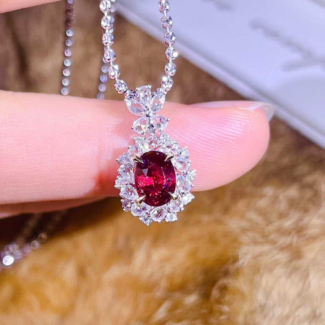 14k Gold 1.79 Ctw Natural Ruby & Diamond Pendant( Without Chain ) (1 of 7)