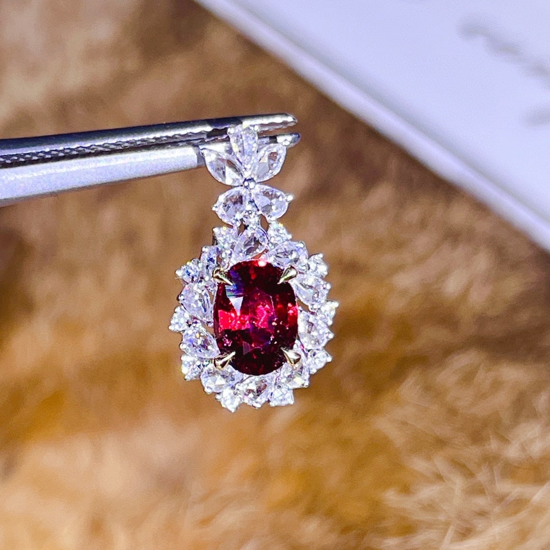 14k Gold 1.79 Ctw Natural Ruby & Diamond Pendant( Without Chain ) - 4