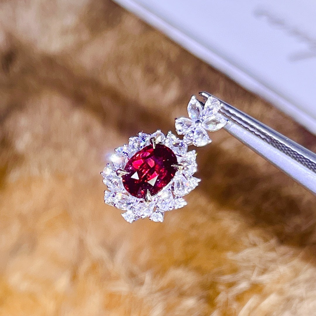 14k Gold 1.79 Ctw Natural Ruby & Diamond Pendant( Without Chain ) - 6
