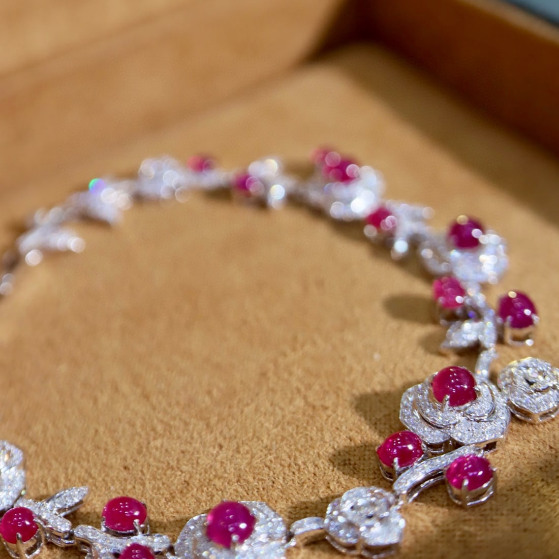 14k Gold 5.98 Ctw Natural Ruby & Diamond Bracelet - 2