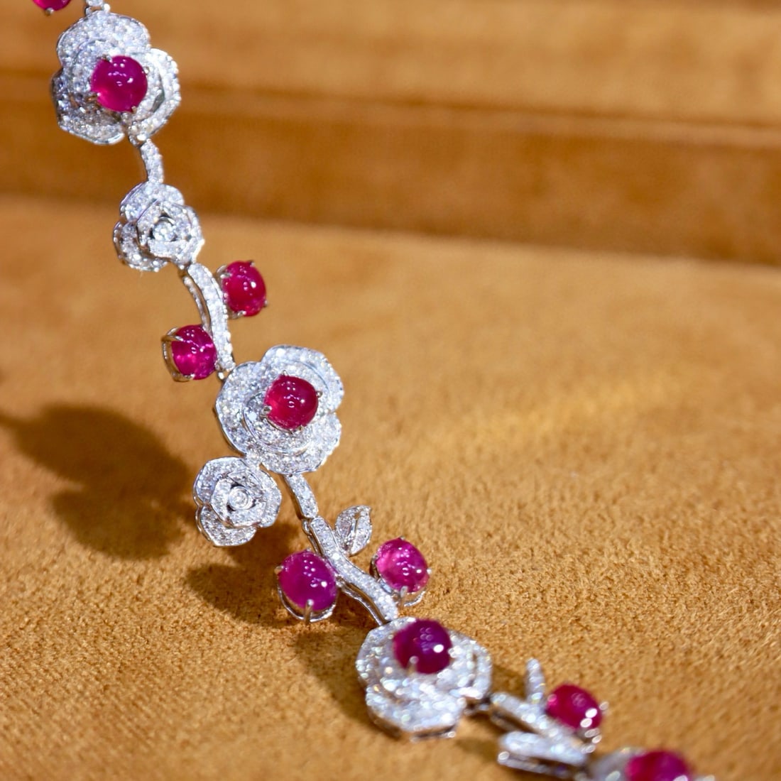 14k Gold 5.98 Ctw Natural Ruby & Diamond Bracelet - 5
