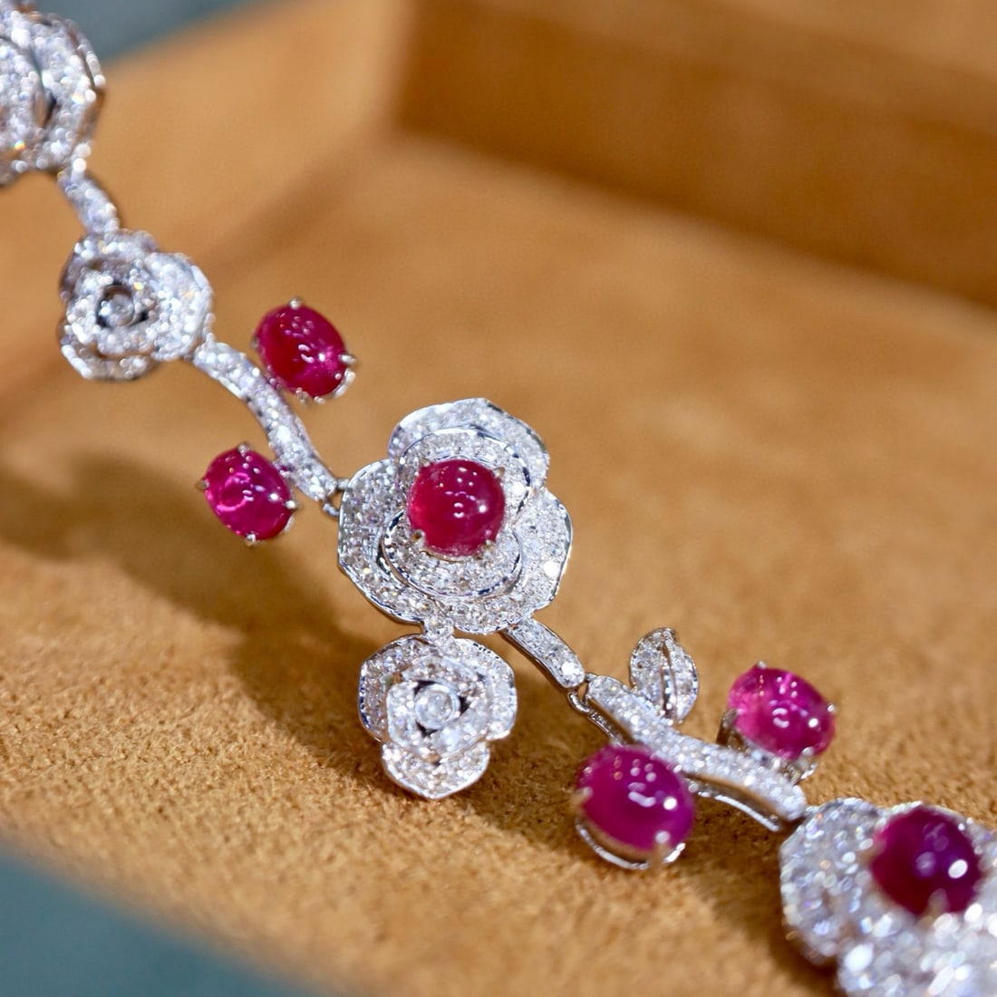 14k Gold 5.98 Ctw Natural Ruby & Diamond Bracelet - 6