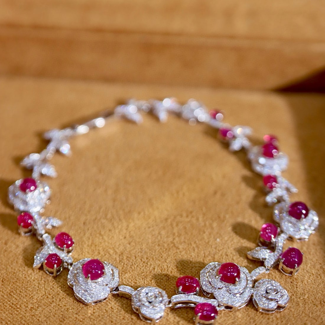14k Gold 5.98 Ctw Natural Ruby & Diamond Bracelet - 8