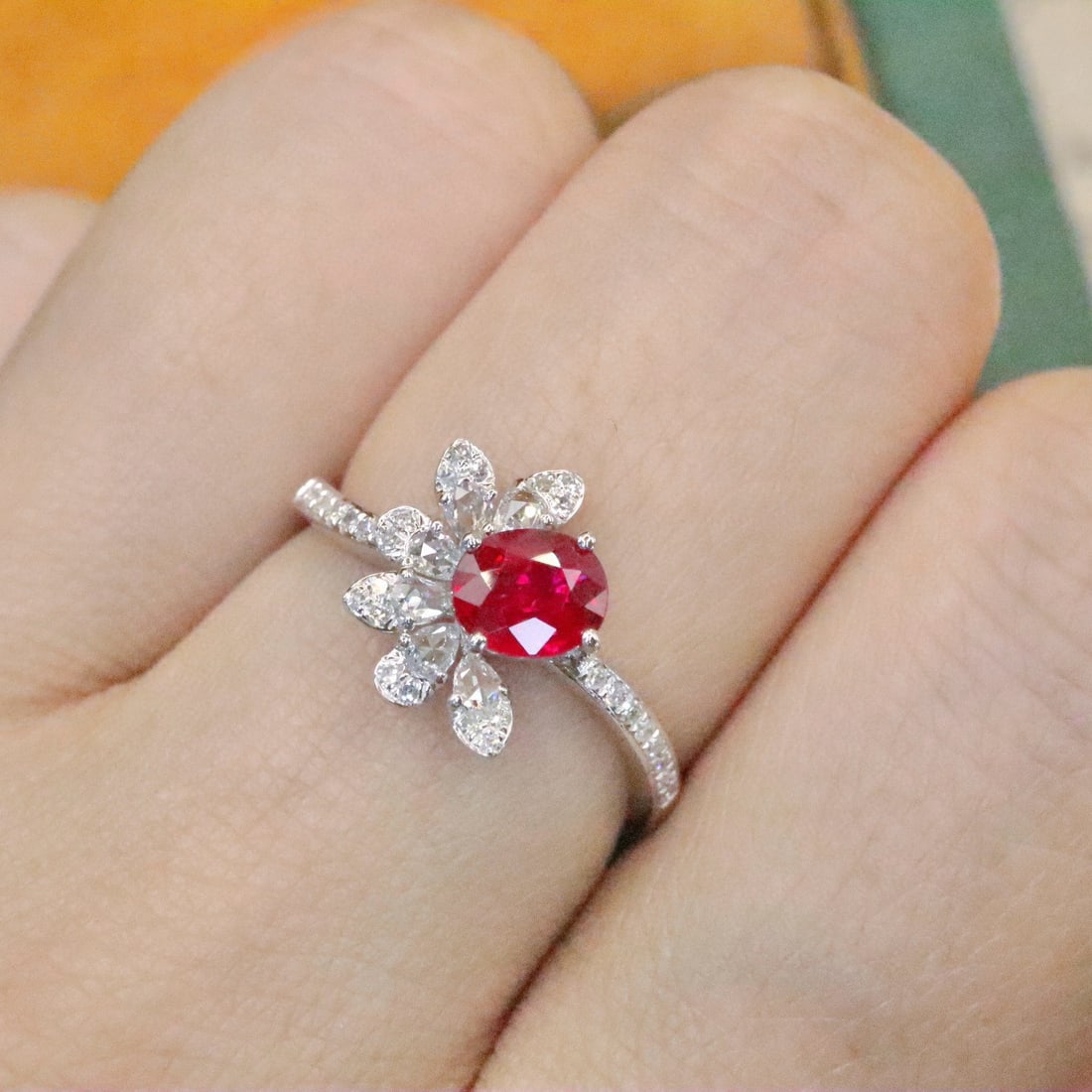 14k Gold 0.84 Ctw Natural Ruby & Diamond Ring - 5