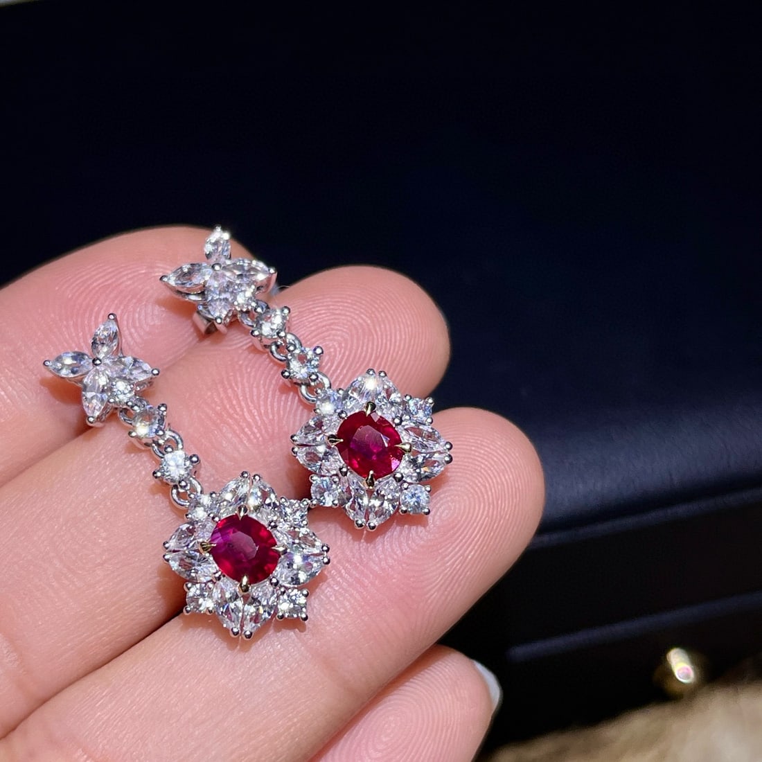 14k Gold 3.98 Ctw Natural Ruby & Sapphire Earrings - 5
