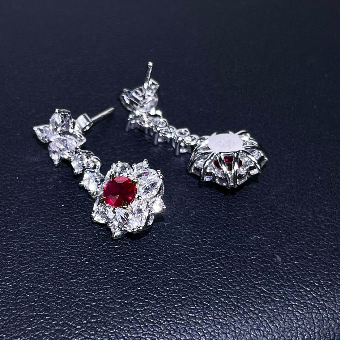 14k Gold 3.98 Ctw Natural Ruby & Sapphire Earrings - 6