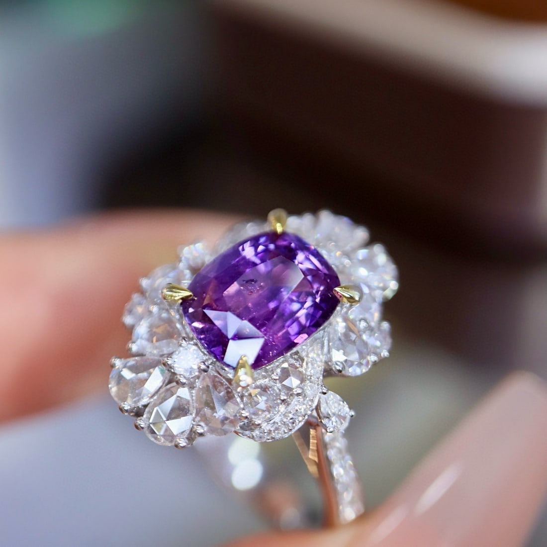 14k Gold 3.38 Ctw Natural Sapphire & Diamond Ring - 4