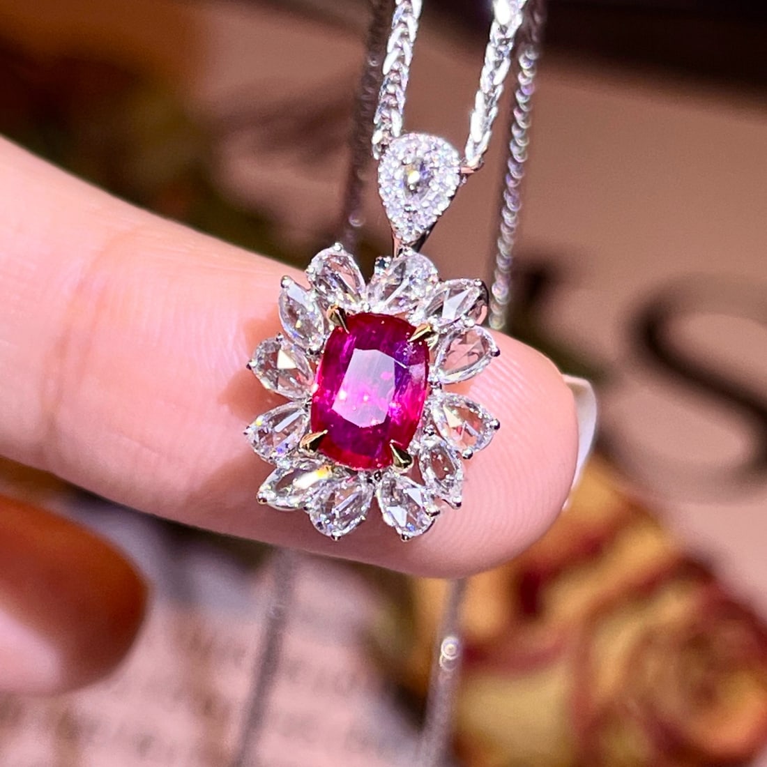 14k Gold 1.42 Ctw Natural Ruby & Diamond Ring/pendant( Without Chain ) (1 of 7)