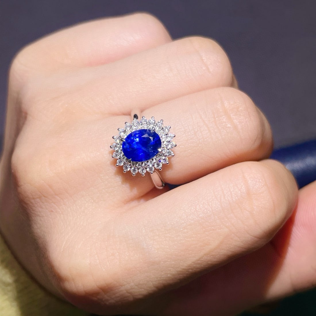 14k Gold 3.05 Ctw Natural Sapphire & Diamond Ring - 6