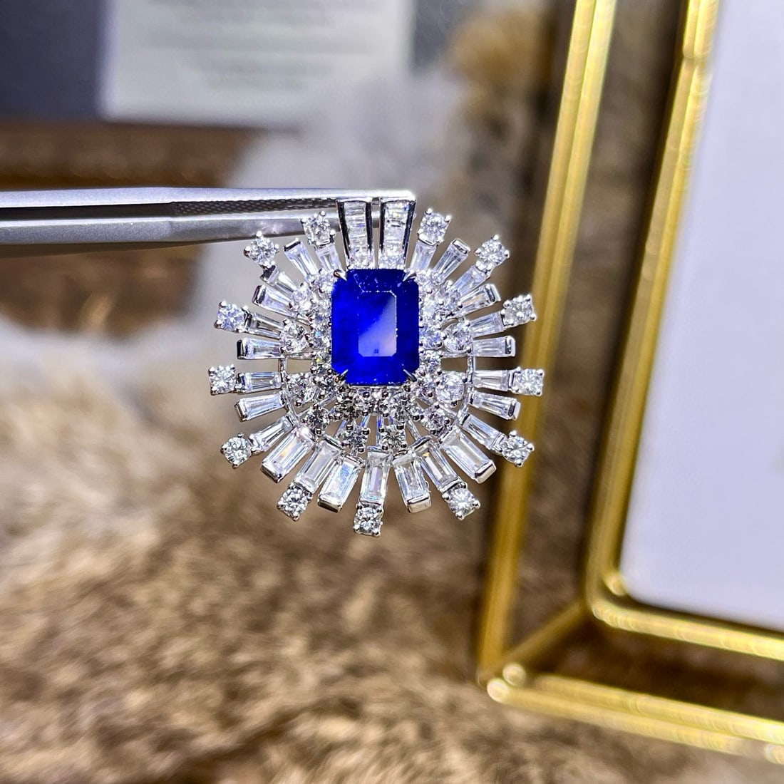 14k Gold 2.67 Ctw Natural Sapphire & Diamond Pendant( Without Chain ) - 6