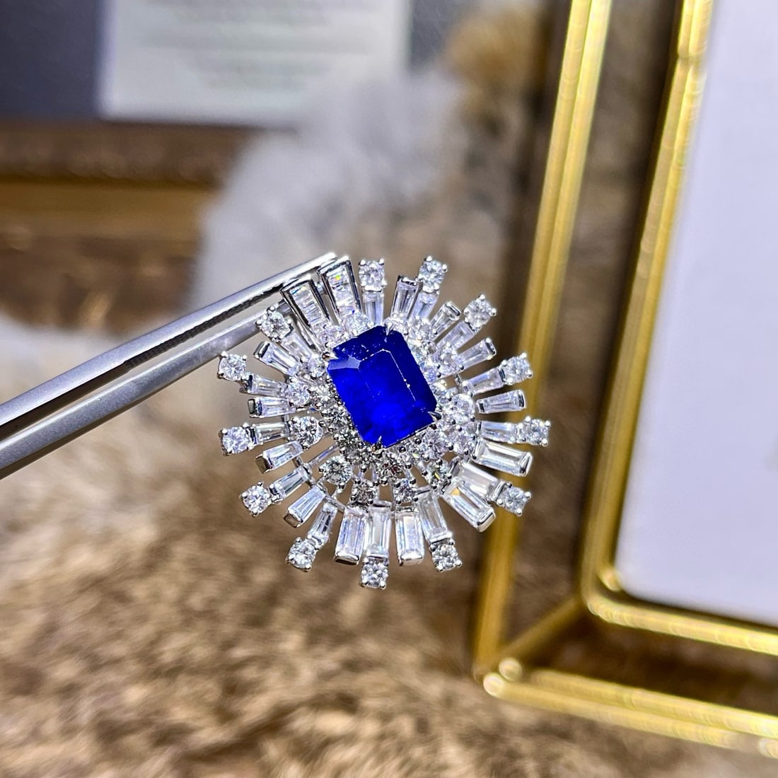 14k Gold 2.67 Ctw Natural Sapphire & Diamond Pendant( Without Chain ) - 7