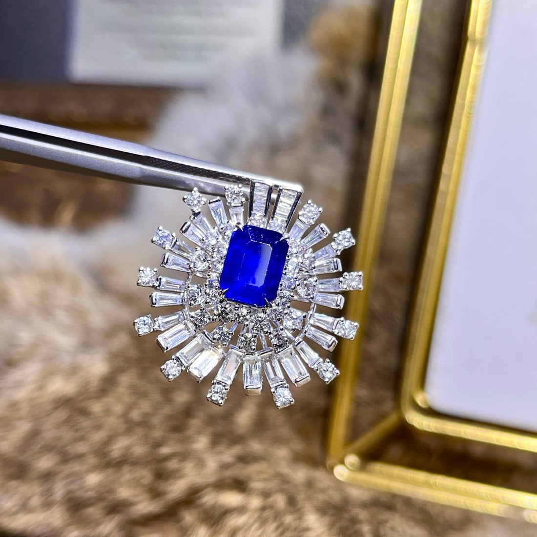 14k Gold 2.67 Ctw Natural Sapphire & Diamond Pendant( Without Chain ) - 8