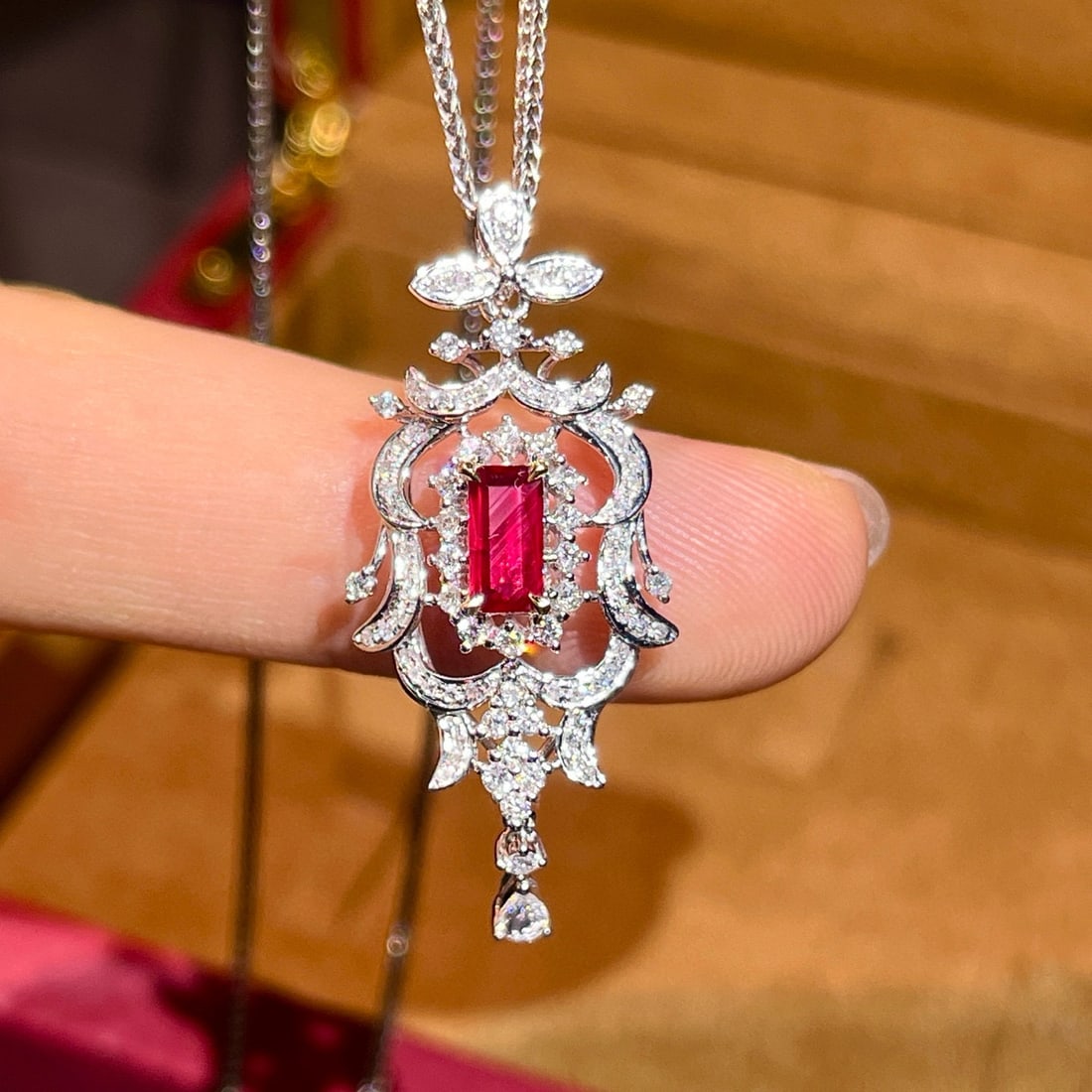 14k Gold 1.04 Ctw Natural Ruby & Diamond Pendant( Without Chain ): Ref:230984331 // gold content:14k gold // main gemstone:ruby // shape:octagonal // carat weight:0. 54ct // color:pigeonblood red // treatment:natural // // adjacent gemstone 2 : diamond // number of s