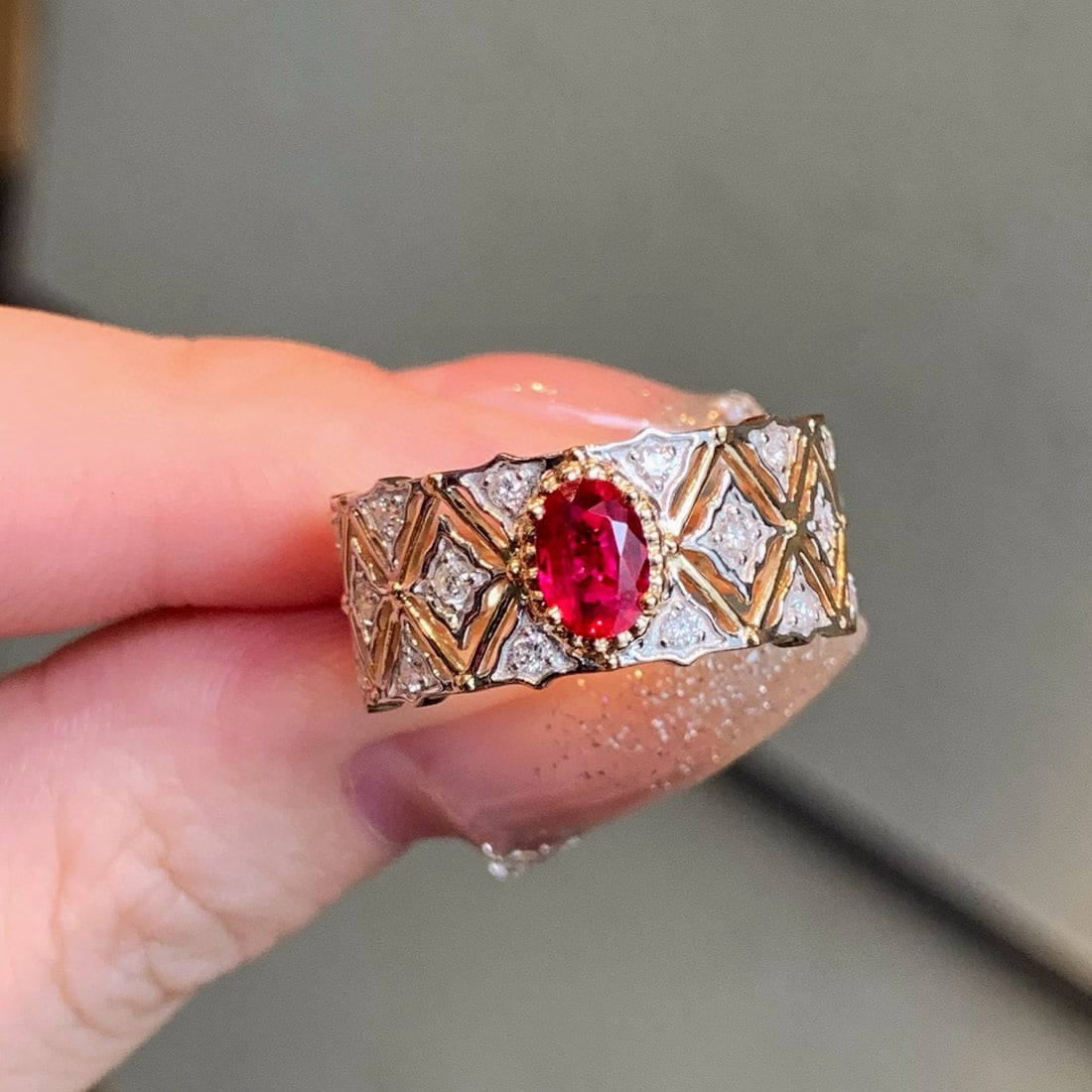 14k Gold 0.82 Ctw Natural Ruby & Diamond Ring - 5