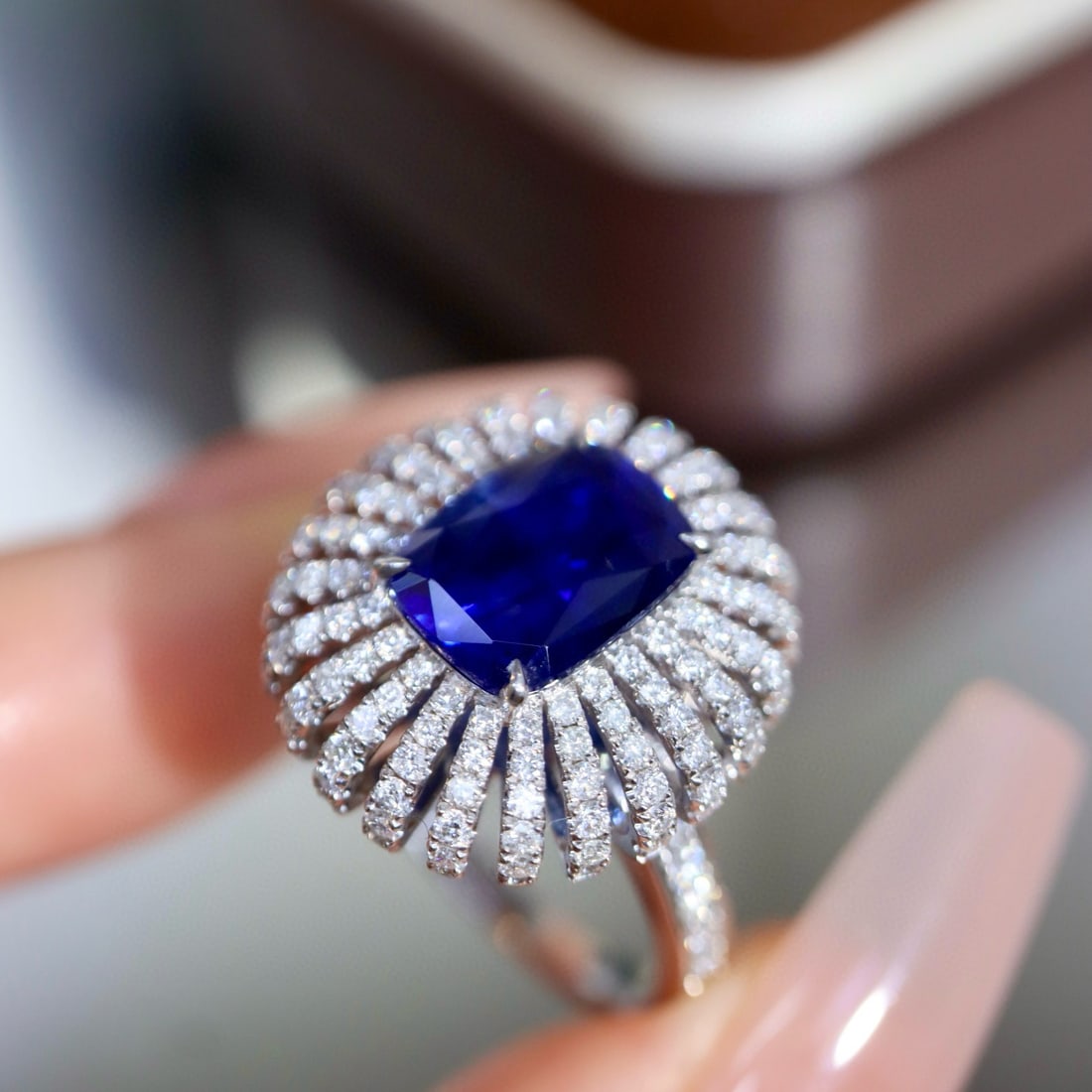 14k Gold 4.15 Ctw Natural Sapphire & Diamond Ring - 2