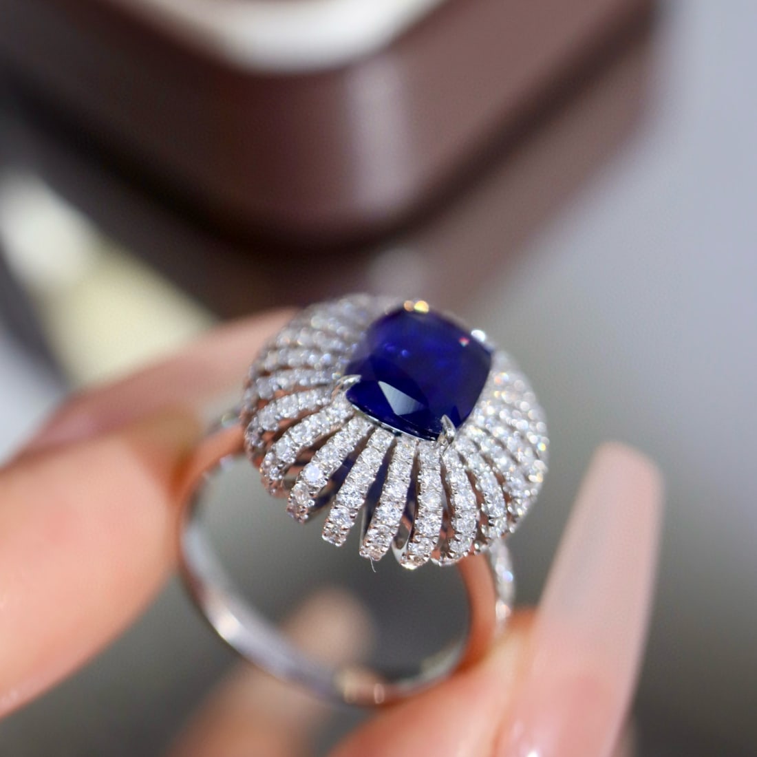 14k Gold 4.15 Ctw Natural Sapphire & Diamond Ring - 3