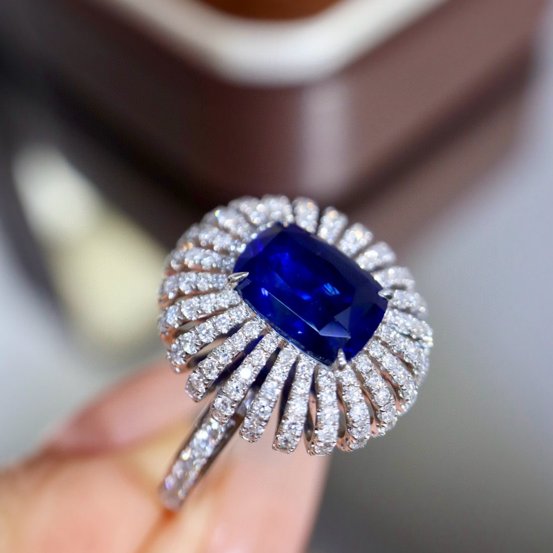 14k Gold 4.15 Ctw Natural Sapphire & Diamond Ring - 4