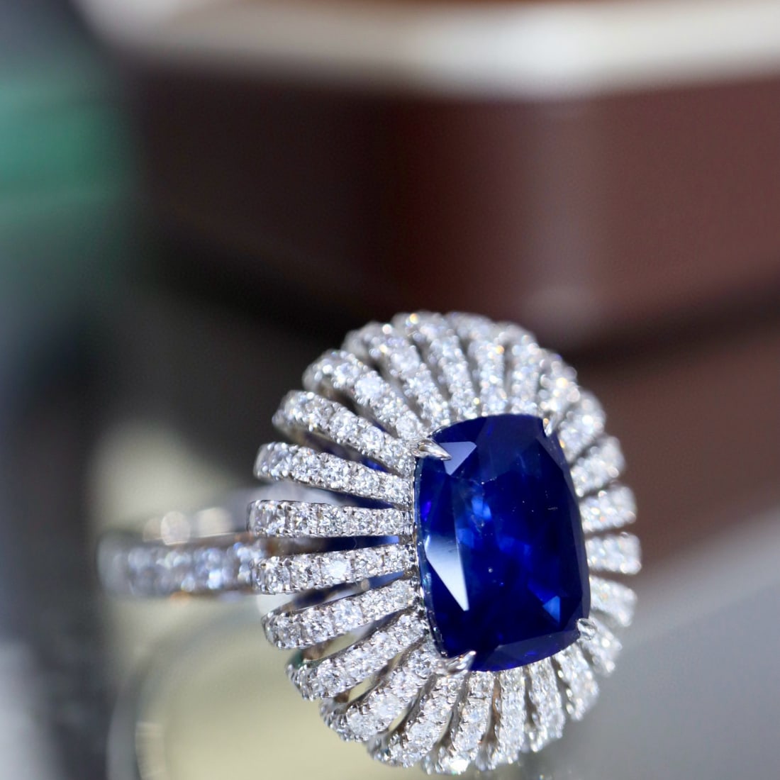 14k Gold 4.15 Ctw Natural Sapphire & Diamond Ring - 6
