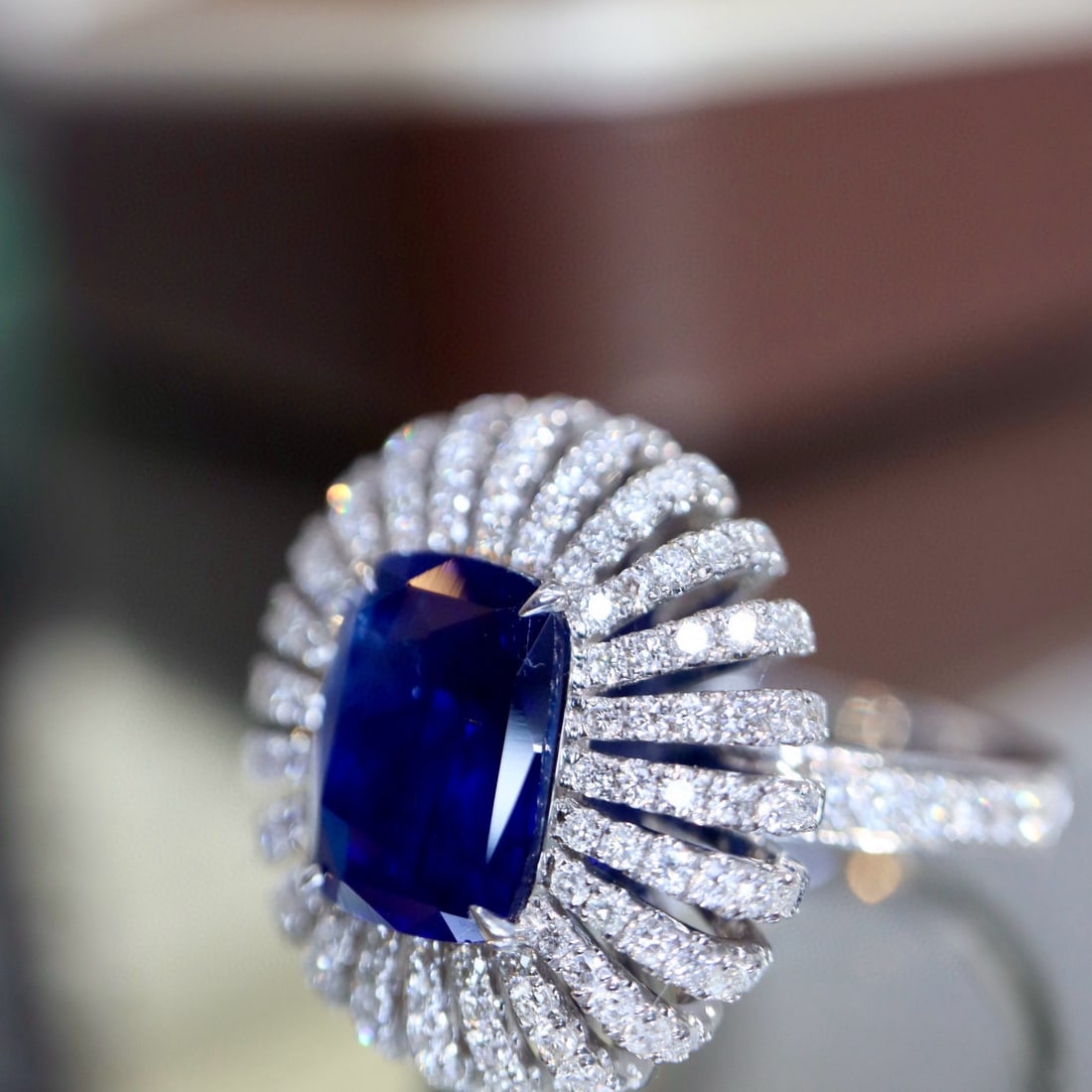 14k Gold 4.15 Ctw Natural Sapphire & Diamond Ring - 7