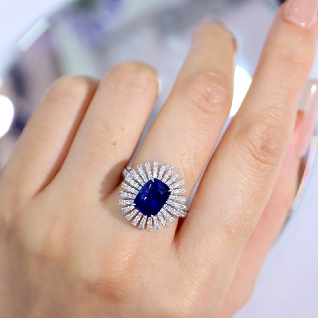 14k Gold 4.15 Ctw Natural Sapphire & Diamond Ring - 8