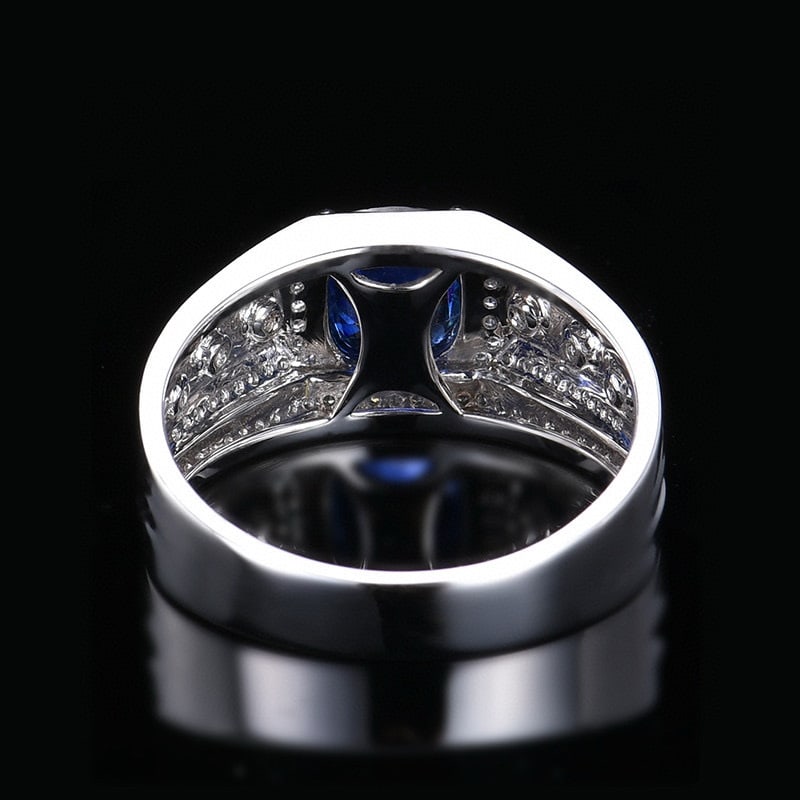 14k Gold 2.13 Ctw Natural Sapphire & Diamond & Men¡¯s Ring - 5