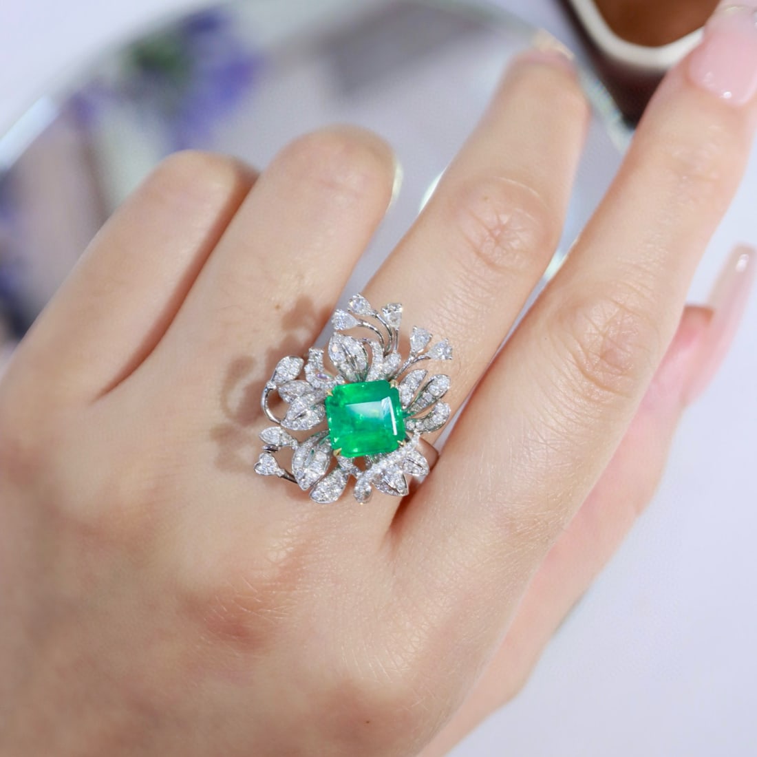 14k Gold 3.51 Ctw Natural Emerald & Diamond Ring - 3
