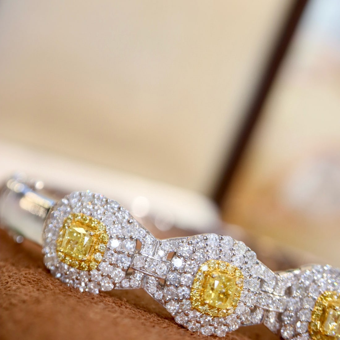 14k Gold 4.71 Ctw Natural Yellow Diamond & Diamond Bangle - 5