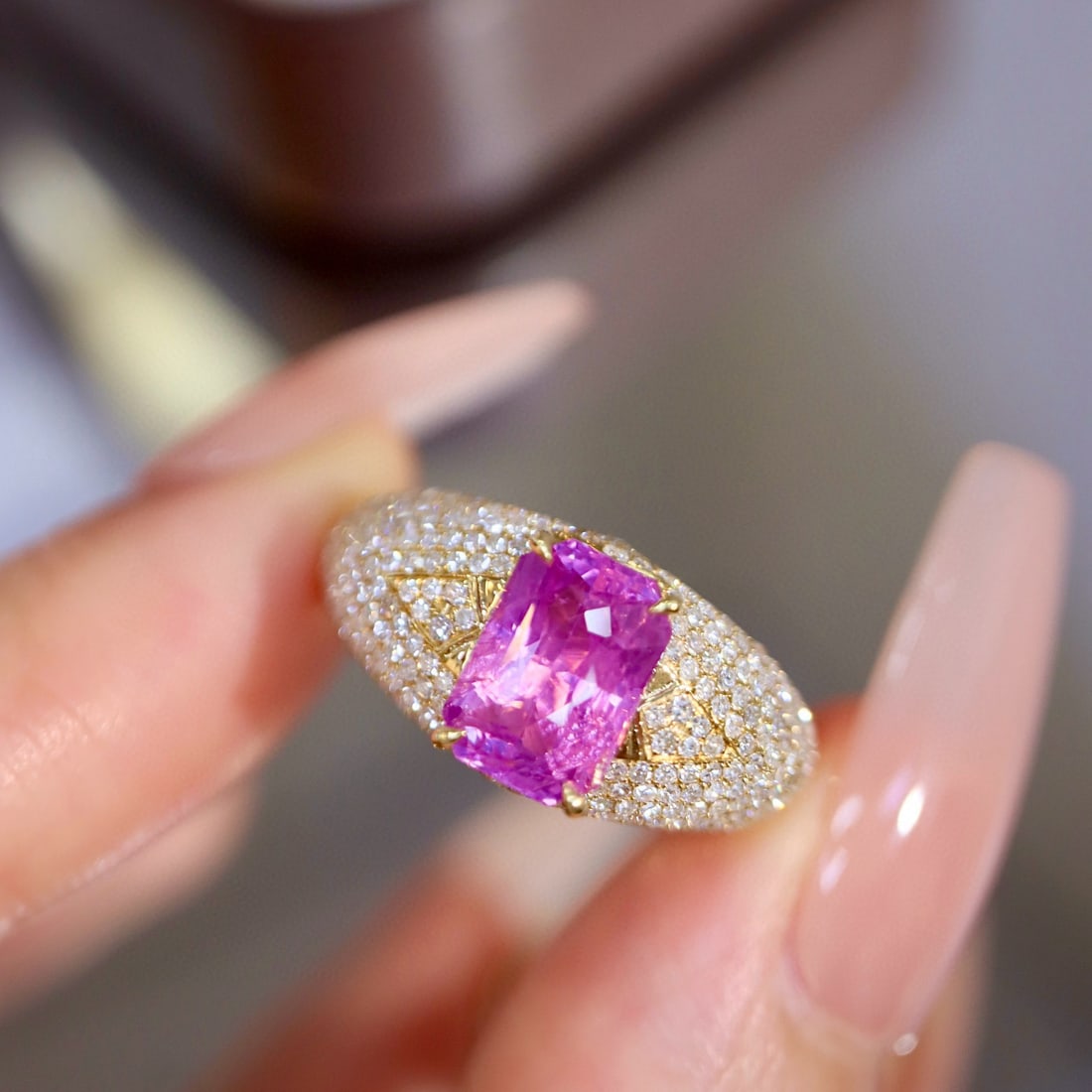 14k Gold 3.12 Ctw Natural Sapphire & Diamond Ring (1 of 9)