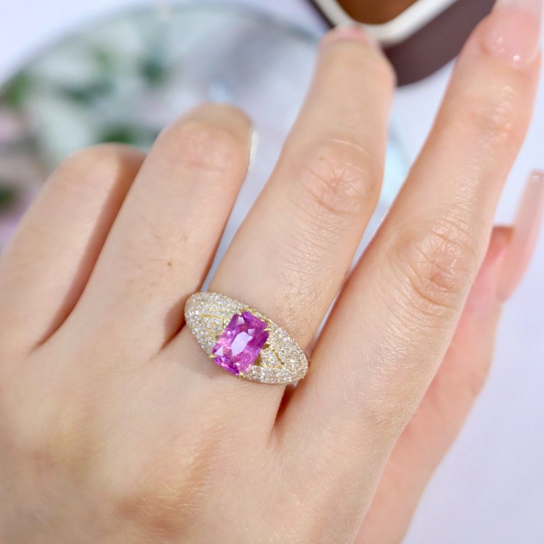 14k Gold 3.12 Ctw Natural Sapphire & Diamond Ring - 8