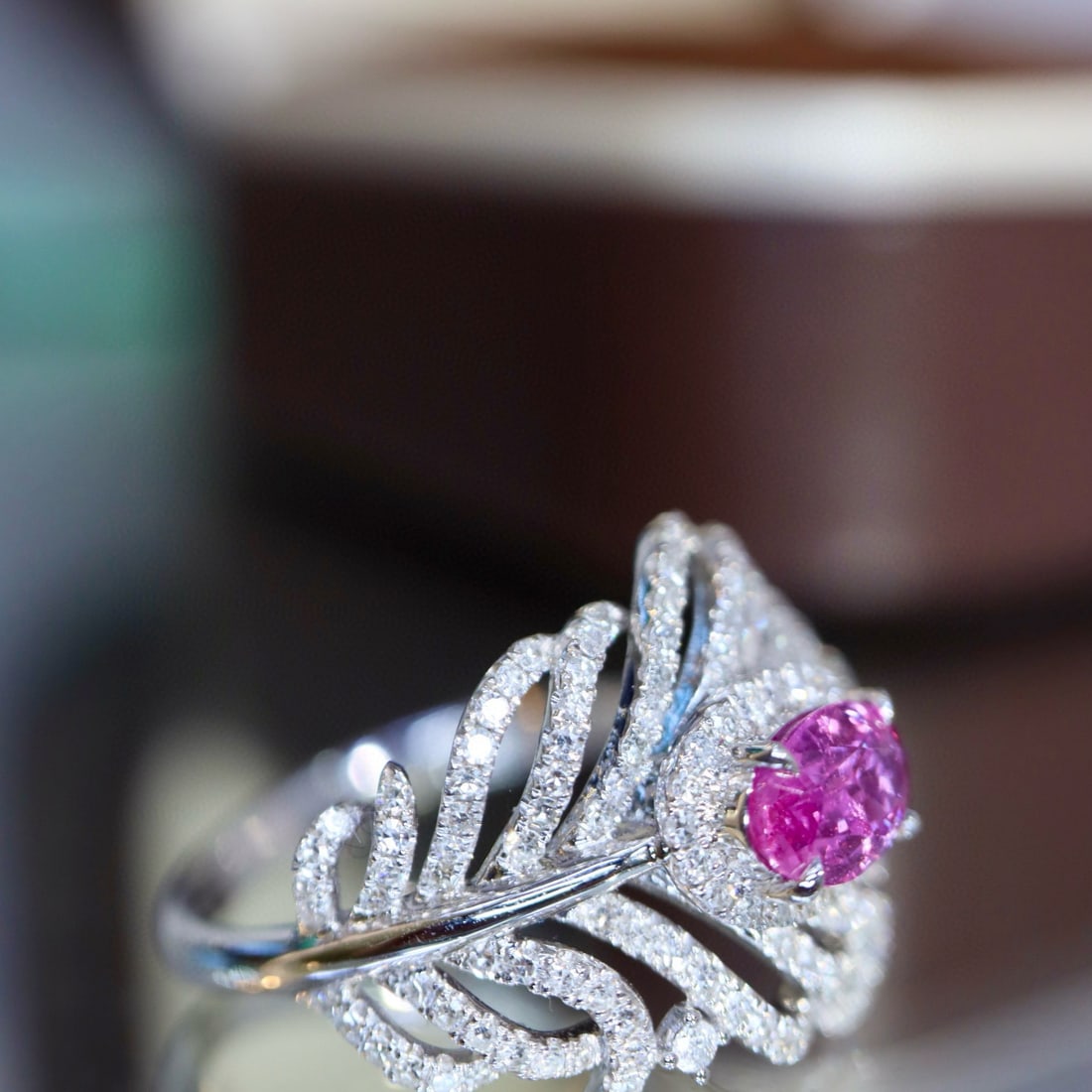 14k Gold 1.21 Ctw Natural Padparadscha Sapphire & Diamond Ring - 2