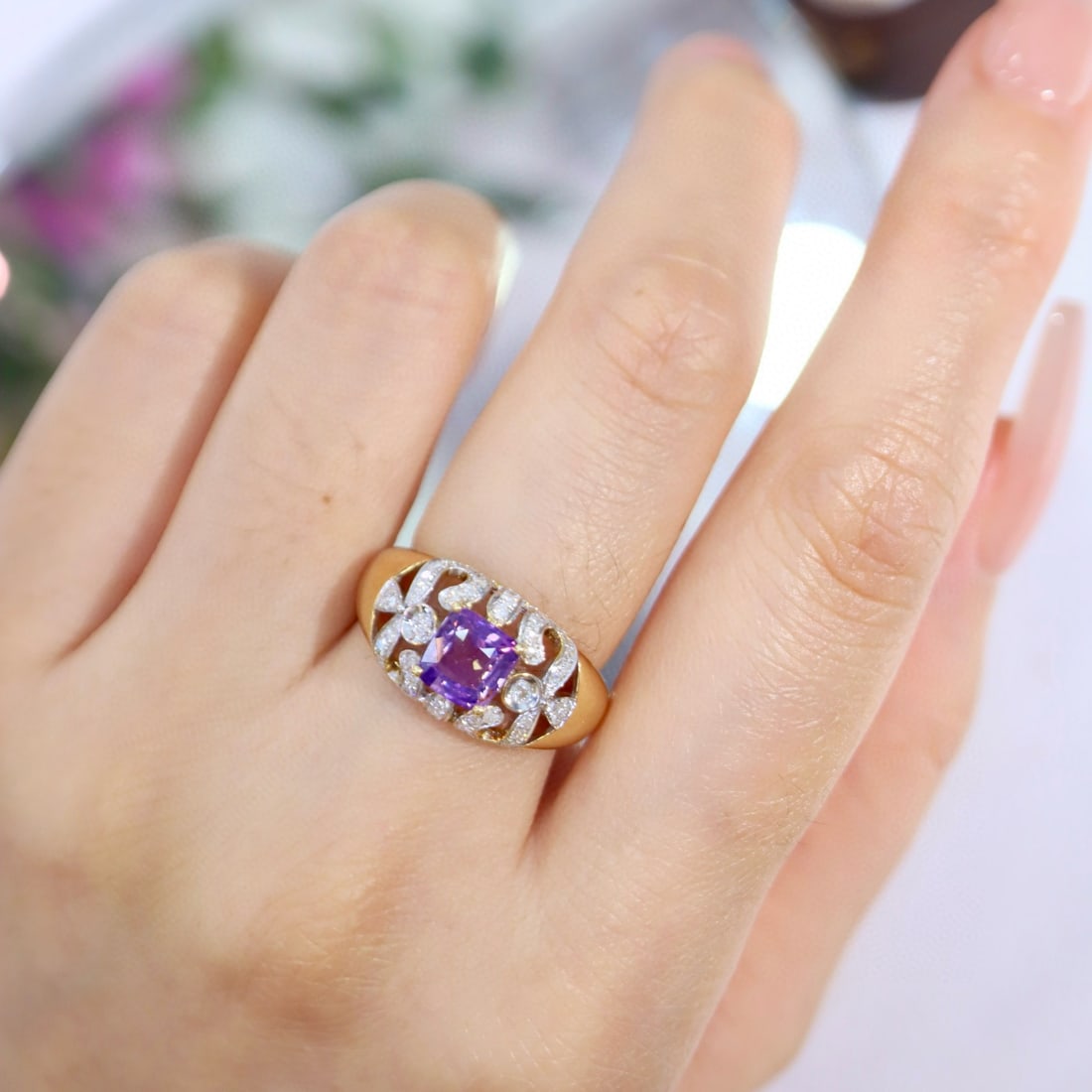 14k Gold 1.59 Ctw Natural Sapphire & Diamond Ring - 4