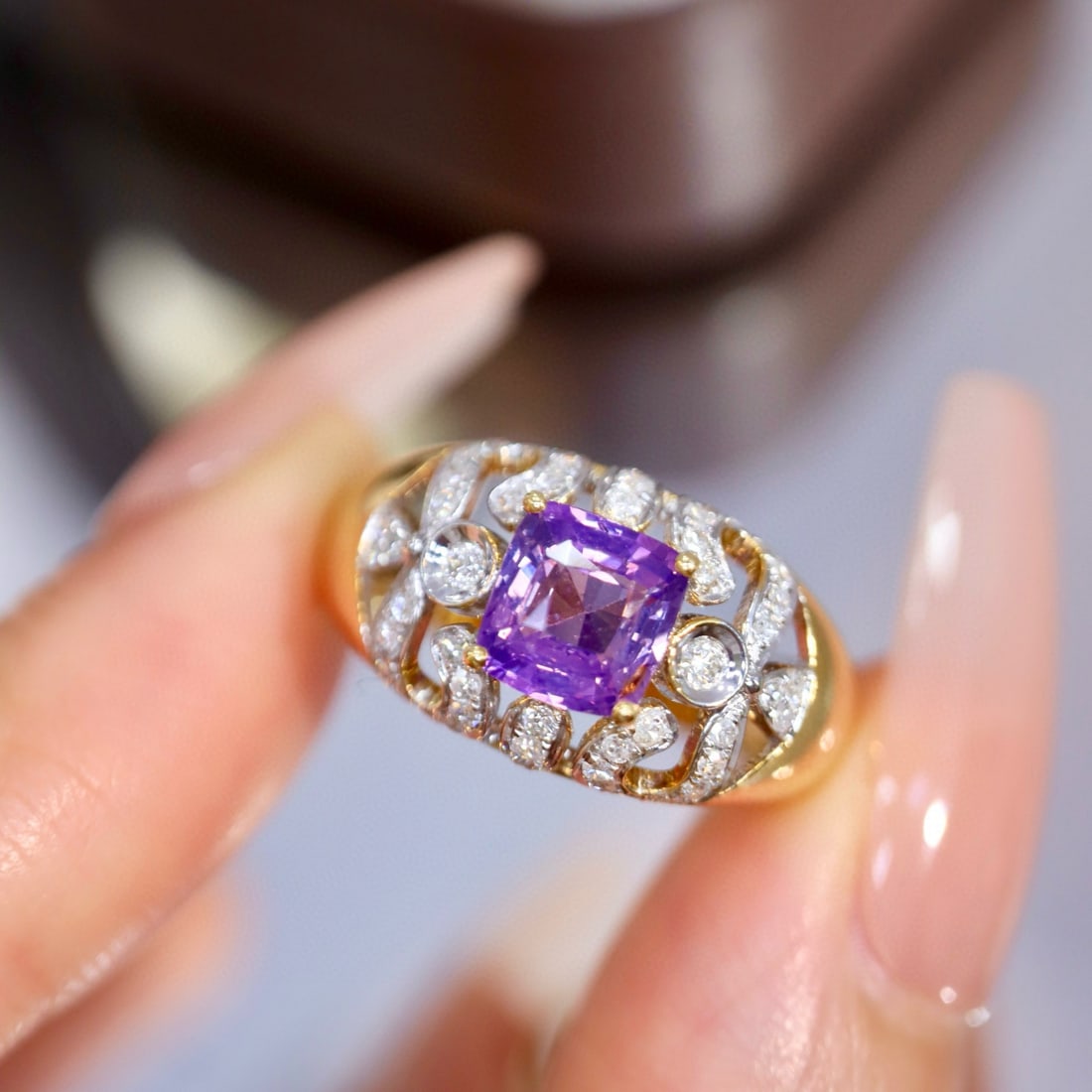 14k Gold 1.59 Ctw Natural Sapphire & Diamond Ring - 5