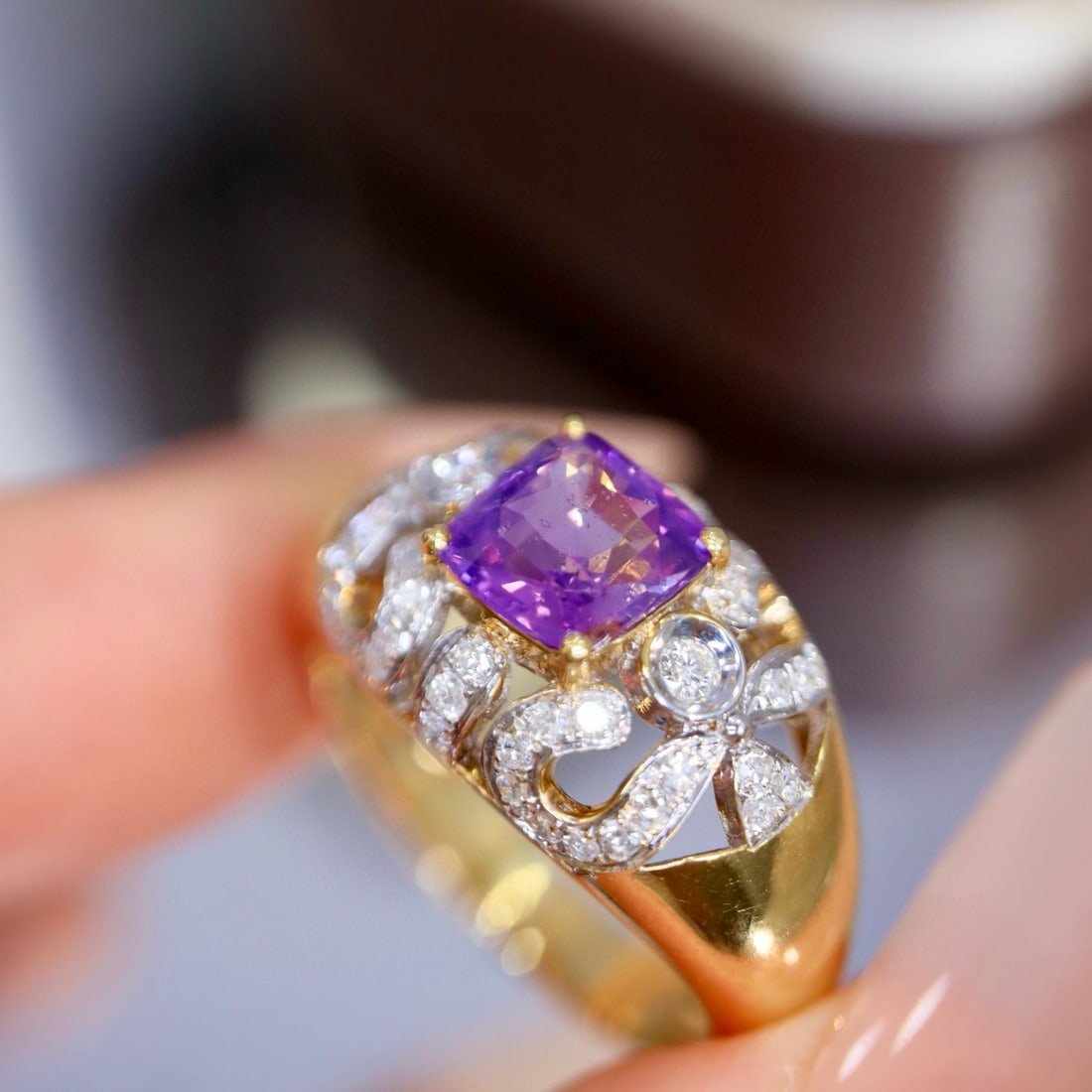 14k Gold 1.59 Ctw Natural Sapphire & Diamond Ring - 6