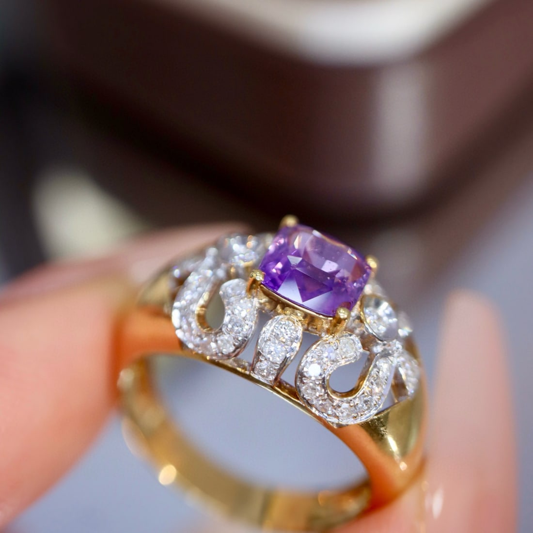 14k Gold 1.59 Ctw Natural Sapphire & Diamond Ring - 7