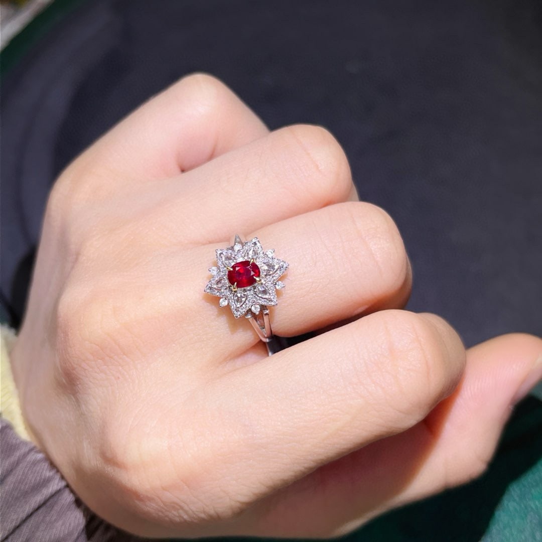 14k Gold 1.86 Ct Natural Ruby & Diamond Jewelry Set - 6