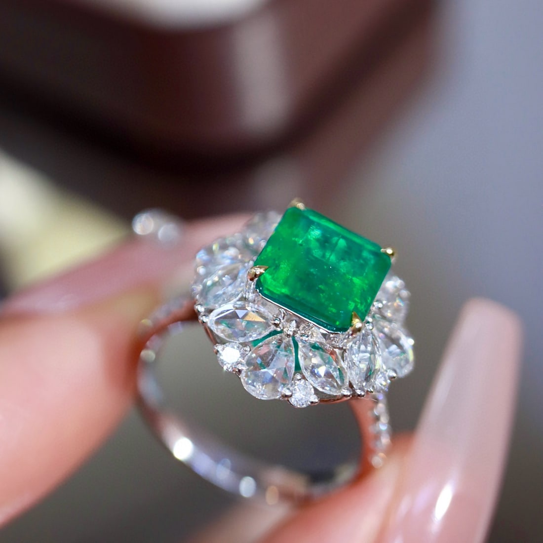 14k Gold 3.31 Ctw Natural Emerald & Diamond Ring - 7