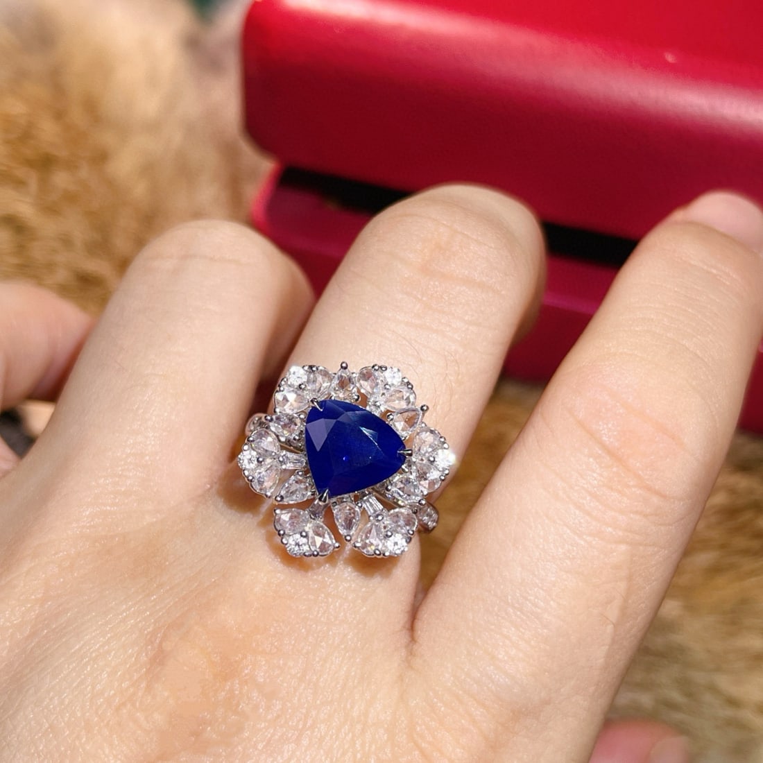 14k Gold 3.39 Ctw Natural Sapphire & Diamond Ring/pendant( Without Chain ) - 2